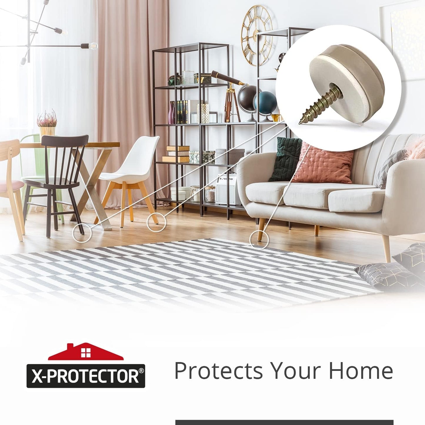 Chair Glides X-PROTECTOR – 16 PCS 1" Furniture Glides – Screw-On Chair Sliders – Premium Chair Leg Floor Protectors – Slide Furniture Effortlessly on All Floor Types with Small Furniture Sliders!