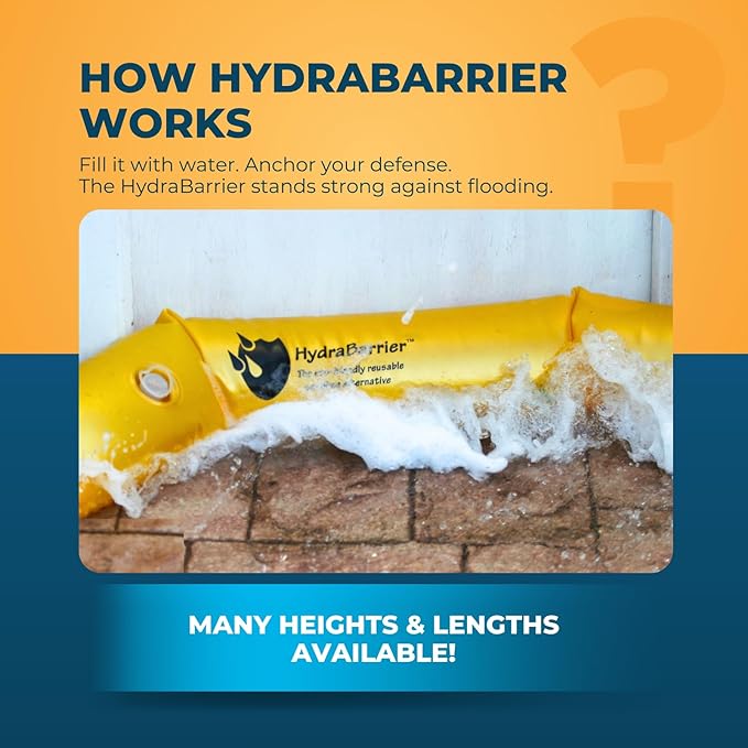 The Original HydraBarrier Ultra Flood Barrier – 6 ft Long x 6 in High – Light, Reusable Sandbag Alternative – Flood Control & Diversion Tube for Home, Garage, Door & Property Protection