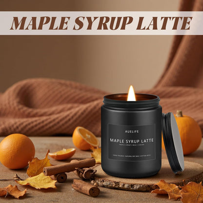 Fall Candle-Maple Syrup Latte Scented Candles for Home Decor, 7 oz Natural Soy Wax, Sweet & Cozy Autumn Candle, Aromatherapy Candles Gift for Coffee Lovers & Thanksgiving