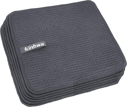 KinHwa Dish Cloths for Washing Dishes Kitchen Towels Microfiber Dish Towels for Kitchen Dish Towels Absorbent 8inch x 8inch 6 Pack (Gray, 8in x 8in)