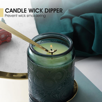 PATOISE 3 in 1 Candle Accessory Set, Candle Wick Trimmer Cutter Mini, Candle Snuffer, Candle Wick Dipper in Gift Package for Candle Aromatherapy Lovers(3PCS Gold)