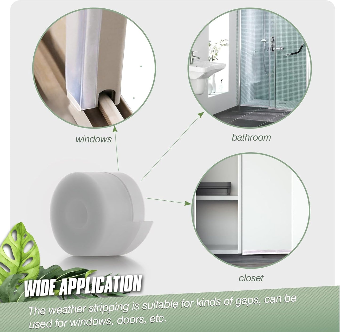 Silicone Weather Stripping Door Seal Strip, 16.4 Feet Self Adhesive Sealing Sticker Sealing Tape for Door Draft Stopper Adhesive for Doors Windows Shower Glass Gaps (Transparent, Width 25mm)