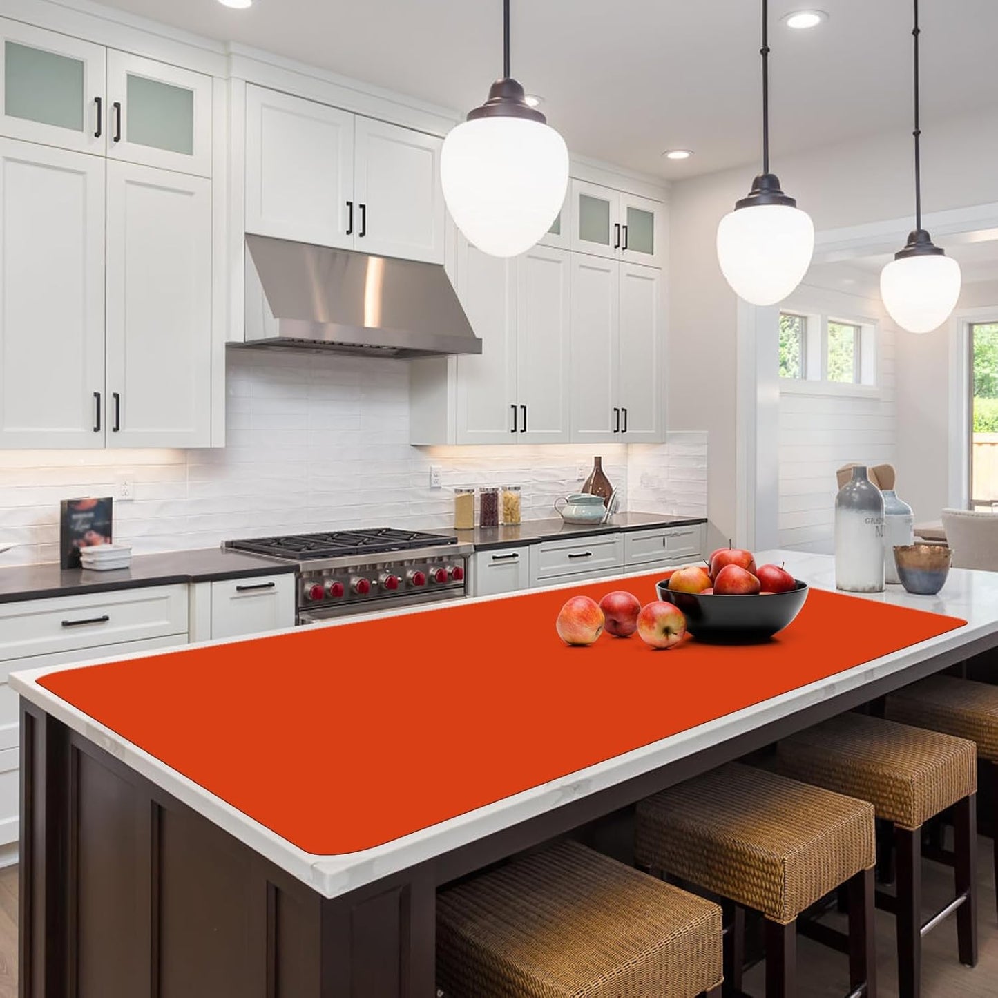 Quality Silicone Table Mat 47x24 Inch - High Heat Resistant (Lab Tested 482°F), Non-Slip Oil-Resistant Surface for Baking & DIY | Waterproof & Easy Clean (Orange)