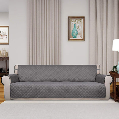 PureFit Reversible Quilted Sofa Cover, Water Resistant Slipcover Furniture Protector, Washable Couch Cover with Non Slip and Elastic Straps for Kids, Dogs, Pets (XX Large, Gray/Light Gray)