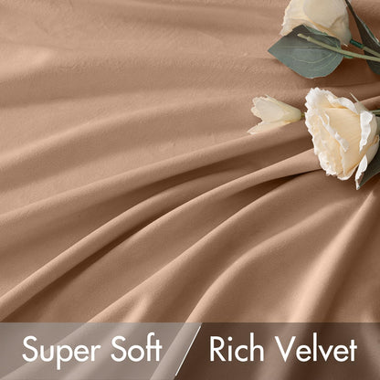 MIULEE Blush Beige Velvet Curtains 84 inches 2 Panels - Luxury Room Darkening Window Drapes for Bedroom Living Room Thermal Insulated Super Soft Blackout, Back Tab Rod Pocket Pinch Pleated, W52 x L84