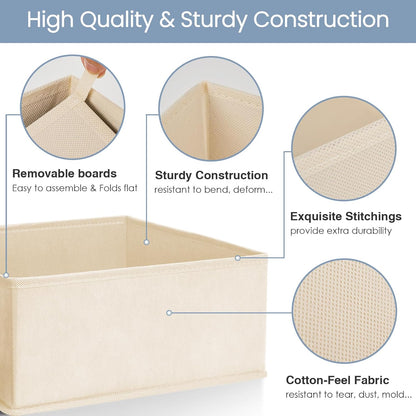 Criusia Drawer Organizer Clothes,16 Pack Underwear Drawer Organizers, Foldable Closet Organizers and Storage Dresser Drawer Dividers Clothing Organizer for Clothes, Socks, Scarves, Bra, Ties (Beige)