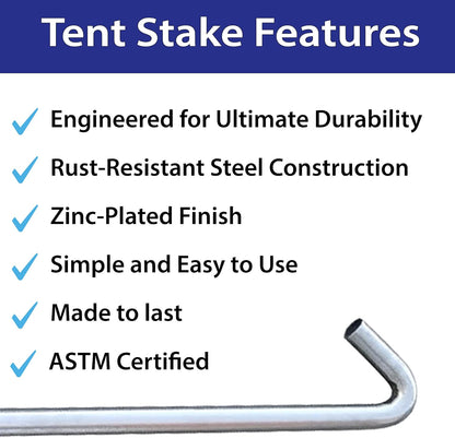 Steel Tent Stakes Heavy Duty Ground Stake, Metal Stakes to Anchor Commercial Inflatables, Outdoor Camping Canopy, Fence, Garden Tent Accessories, 1" Diameter x 18" Length, 4 Pack
