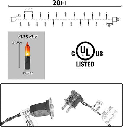 Dazzle Bright Orange Halloween Mini Lights, 20FT 100 Count Waterproof Incandescent Lights Plug in, Connectable Halloween Decorations for Indoor Outdoor Party Yard