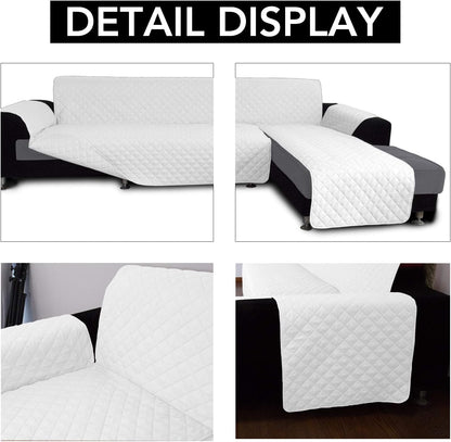 Easy-Going Sofa Slipcover L Shape Sofa Cover Sectional Couch Cover Furniture Protector Mat for Pets Dog Cat (Small, White/White)