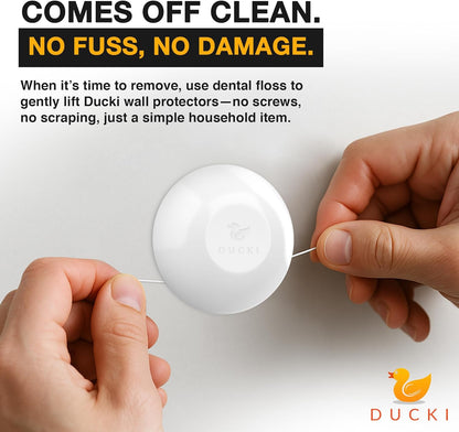 Ducki Door Stop Wall Protector | Self Adhesive Door Knob Wall Protectors from Door Knobs | Rubber Door Stoppers for Wall Damage & Noise | Durable, Shock Absorbent & Discreet | 2 Pack Clear Door Stops