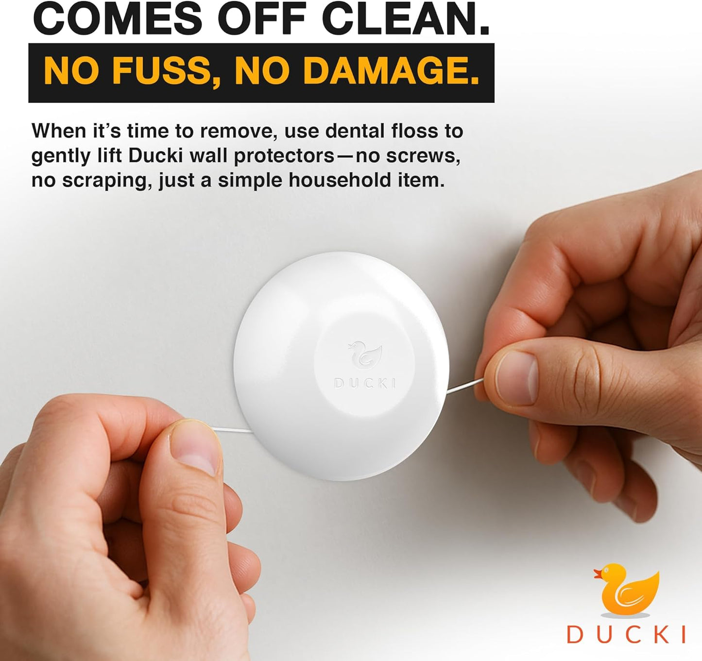 Ducki Door Stop Wall Protector | Self Adhesive Door Knob Wall Protectors from Door Knobs | Rubber Door Stoppers for Wall Damage & Noise | Durable, Shock Absorbent & Discreet | 8 Pack White Door Stops