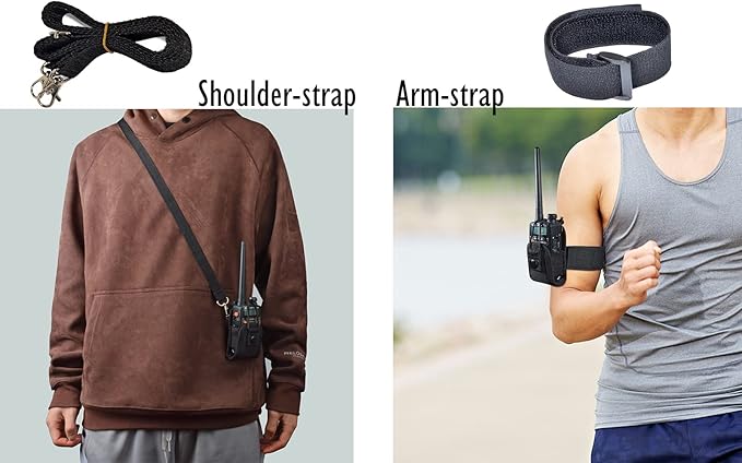Universal Radio Case, Nylon Holder Holster Case Pouch Accessories with Arm Strap and Shoulder Strap for Baofeng UV5R Midland Motorola Talkabout Cobra Retevis Walkie-Talkie (Pack of 2)