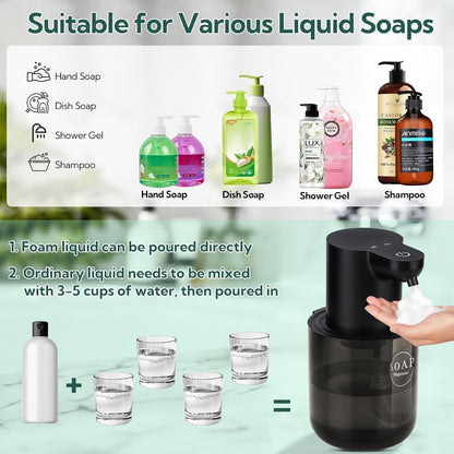 2 Pack Automatic Soap Dispenser, Touchless Automatic Foaming Soap Dispenser, Electric Wall Mounted Dispenser, 13.5oz/400ML USB Rechargeable with 4-Level Adjustment for Bathroom, Kitchen & Office