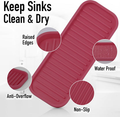 Zulay Kitchen (9x3.5) Silicone Sponge Holder for Kitchen Sink - Flexible Multipurpose Soap Tray - Sink Organizer for Kitchen, Bathroom, Makeup, Trinkets & More (Wine Red)