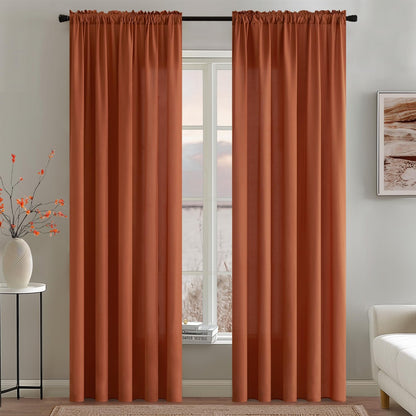 MIULEE Terracotta Privacy Sheer Curtains That Let Light in 84 Inches Long Non-See-Through Semi Sheer Curtain Light Filtering Window Curtains Drapes for Living Room Bedroom 2 Panels Set 42 X 84