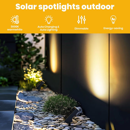 Solar Pathway Lights Outdoor, Dimmable Solar Spot Light IP65 Waterproof, 500LM 3000K Solars Outdoor Lighting for Walkway Landscape Lawn Yard