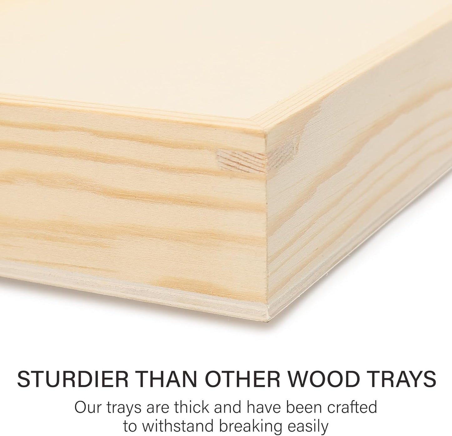 LotFancy Wooden Nested Serving Trays, Set of 5, Unfinished Natural Wood Trays with Handles, for Craft and Decor, Food Organizer for Breakfast, Lunch, Dinner