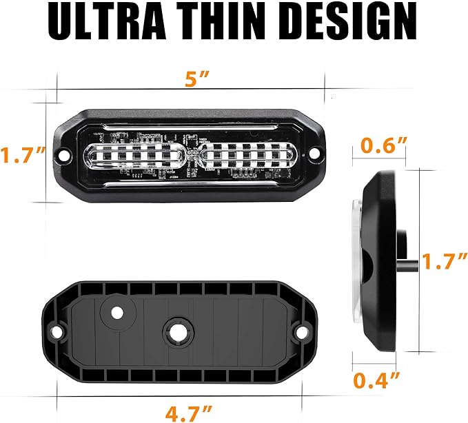 WINECO 8PCS LED Strobe Lights 12V Sync Feature Green 12LED Emergency Hazard Warning Lights with Strobe Controller for Trucks Vehicles ATV RV Cars Van