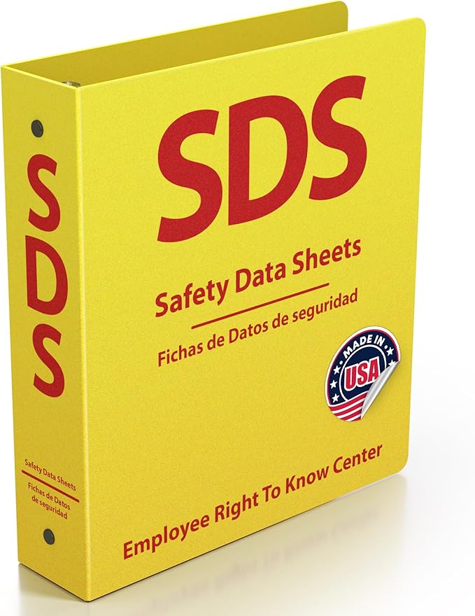 SDS Poly 3-Ring Binder 2 Inch - Bilingual English/Spanish Safety Data Sheet Binder - Heavy Duty MSDS Organizer for OSHA Compliance - Holds up to 400 SDS Sheets - Bright Yellow for High Visibility