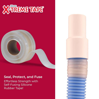 X-Treme Tape MOCAP Heavy Duty Electrical Tape, Self-Fusing Silicone Rubber, Waterproof & Insulating Flexible Tape, Electrical for Hose, Automotive, Outdoor & Repairs - 1" x 10ft Roll - Clear