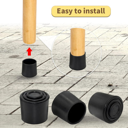 Flyshop Furniture Table Covers Non-Slip Durable Rubber Leg Tips Chair Leg Caps Floor Protector Round Black 4PCS Size 32mm, 1-1/4"