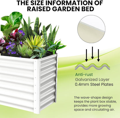 Large Outdoor Planter Boxes Kit Set of 2,6x3x2ft Galvanized Raised Bed Planter with Open-Ended Base Design, Elevated for Outdoor Plants, Durable Raised Bed for Gardening,Green