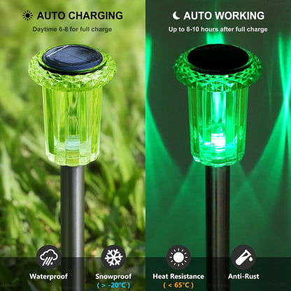 DenicMic Halloween Solar Lights Outdoor 10 Pack Green LED Waterproof Yard Garden Patio Backyard Pathway Walkway Landscape Lawn Outside Halloween Decorations Outdoor