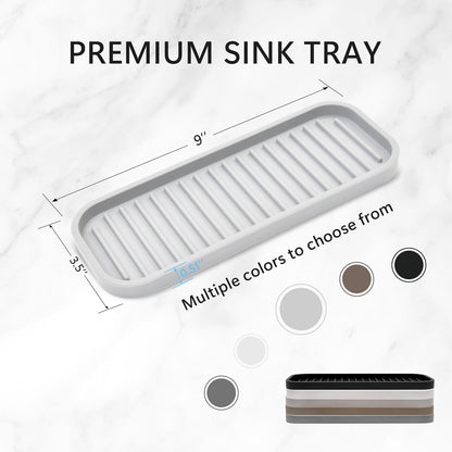 Silicone Sponge Holder Kitchen Sink Organizer Tray Dish Caddy Soap Dispenser, Scrubber Spoon Holder,Dishwashing Accessories 2 Pack (White)