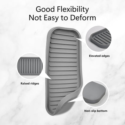 Mofason Silicone Soap Tray, Bathroom Kitchen Finishing Tray, Kitchen Sink with Soap Rack, Sponge Tray, Soap and Sponge Sink Organizer（Mist, 2 Pack）