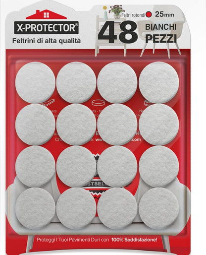 Felt Furniture Pads X-PROTECTOR - 48 Premium Felt Pads Floor Protector - Chair Felts Pads for Furniture Feet Wood Floors - Best Furniture Pads for Hardwood Floors - Protect Your Hard Floors! (White)