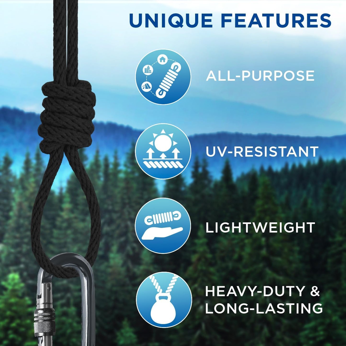 TECEUM Cotton Rope 3/16” (5 mm) – 200 FT – Strong All-Purpose Braided Rope – Natural Cotton – for Crafting, Сamping, Clothes Line, DIY, Indoor & Outdoor Use – Black