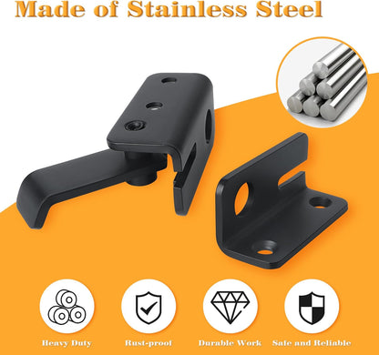 Alise Flip Latch Gate Latch,Black Shed Door Latch Barn Door Lock Shed Lock Shed Latch,Stainless Steel Locking Latches for Shed Barn Fence Chicken Dog Cage Window Cabinet Backyard Garage Doors,L-Size