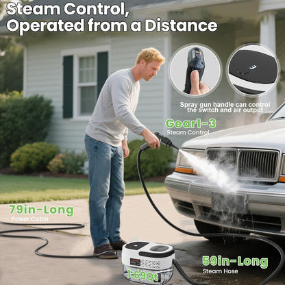 Handheld Steam Cleaner for Home, 2500W High Pressure Steam Cleaner for Car Detailing, 3 Steam Levels, 1600Ml Tank, High Heat Steamer for Bed Bugs, Couch, Furniture, Kitchen, Bathroom