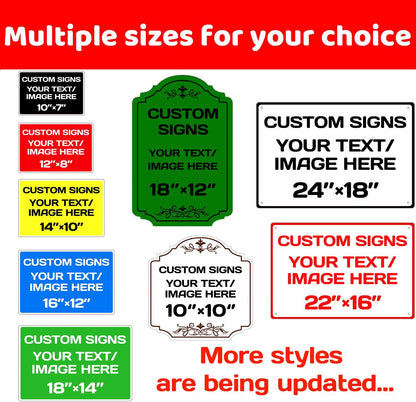 Custom Aluminum Weatherproof Metal Sign - Indoor/Outdoor, Personalized Text & Picture, Hazard, Garden, Door Sign