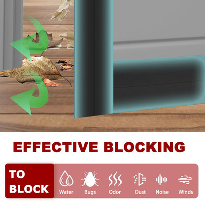 Weather Stripping Self Adhesive Door Draft Stopper Flexible Shower Door Bottom Seal Silicone Seal Strip for Sliding Glass Windows Side Gaps (Black, 2 Inch Wide x 20 Feet Long)