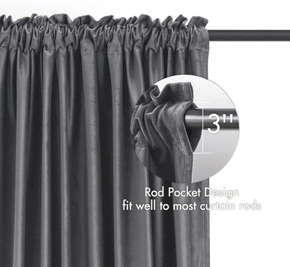 MIULEE Grey Velvet Curtains Thermal Insulated Blackout Curtain Drapes for Bedroom Living Room Darkening 72 Inches Long Curtains Panels Rod Pocket Set of 2