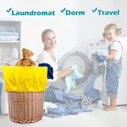 Heavy Duty Laundry Bag 2 Pack XL Nylon Laundry Bags with Straps, Washable Large Dirty Clothes Organizer with Drawstring Closure, Travel Washing Bag Fit a Laundry Hamper or Basket