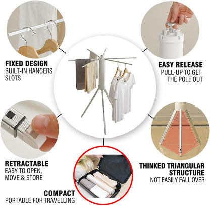 JOOM Clothes Drying Rack Portable Foldable - Drying Rack Clothing Space Saving,Collapsible Drying Rack for Laundry,Travel,Indoor,Outdoor. Folding Clothing Rack Home and Travel (Small Silver)