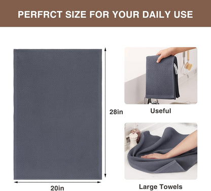Homaxy 100% Cotton Oversized Waffle Weave Kitchen Dish Towels, Ultra Soft Absorbent Quick Drying Cleaning Towel, 20 x 28 Inches, 8-Pack, Dark Grey