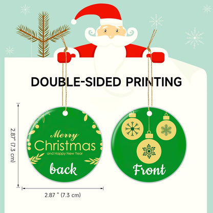 Personalized Christmas Ornaments 2025 Ceramic Custom Picture Text Hanging Ornament Customized Christmas Tree Decorations Keepsake Gift for Family Couples Xmas Tree Home Decor