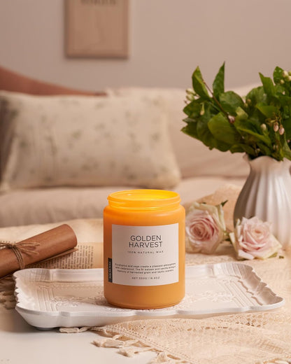 M&SENSE Fall Harvest Scented Candles, 19.4oz 110 Hours Large Natural Soy Long Lasting Slow Burning 2 Wick Scented Candle for Relaxing Stress Relief & Holiday