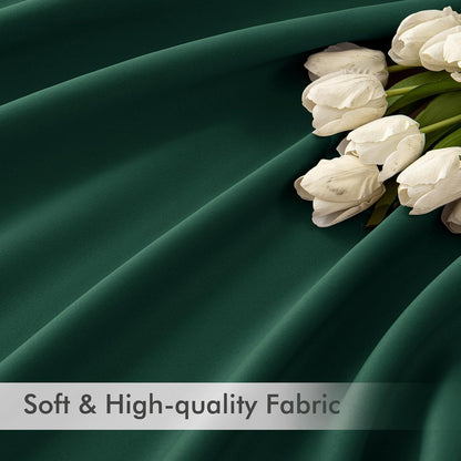 MIULEE Hunter Green Back Tab Blackout Curtains 90 Inches Long 2 Panels Set for Living Room Bedroom, Rod Pocket/Pinch Pleat Thermal Insulated Room Darkening Pleated Light Blocking Drapes