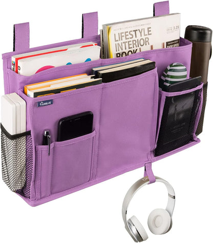 Surblue Caddy Hanging Organizer Bedside Storage Bag for Bunk and Hospital Beds, Purple, L