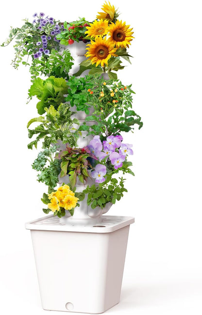 Vertical Hydroponics Growing System Kit, Indoor Outdoor Gardening System Kits, Herb & Fruits Growing Tower, 6 Layer 30 Pods