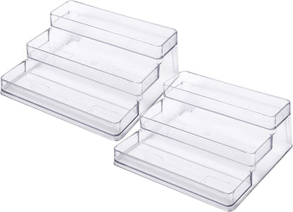 SIMPLEMADE 3-Tier Spice Rack Organizer - Versatile Storage Shelf for Kitchen, Bathroom, Bedroom & Office, Set of 2, Clear