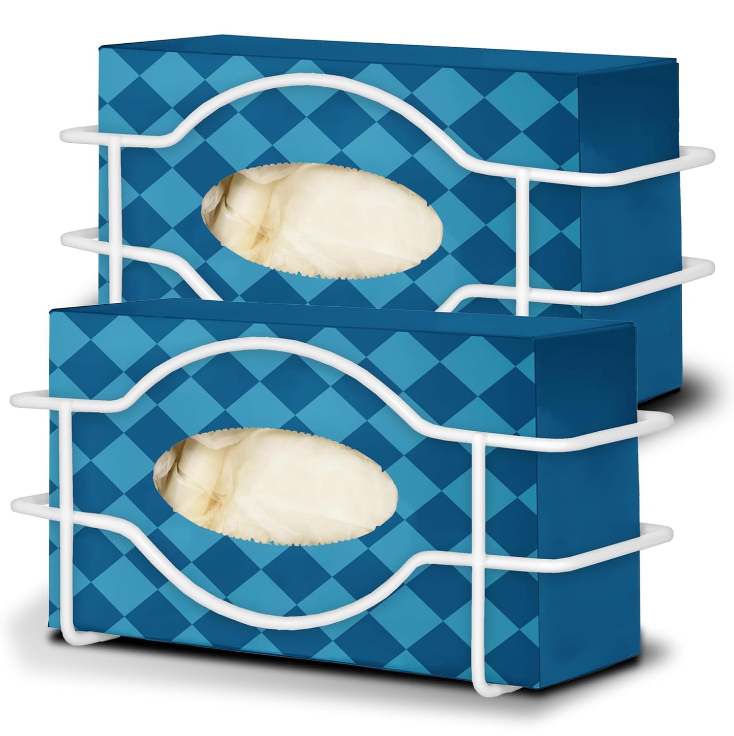 Stock Your Home (White Metal Single Gloves Dispenser (2 Pack) Tissue Box Shelf, Glove Box Holder Wall Mount, For Kitchen, Cleaning Closet, Lab, Exam, Office