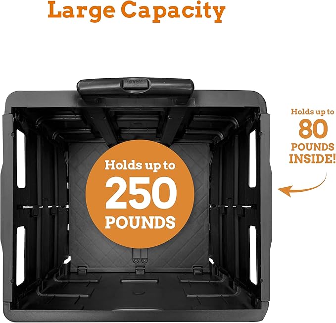 Inspired Living Ultra-Slim Rolling Collapsible Storage Pack-N-Roll Utility-carts, with Telescopic Handle, for Home, Garden, Shopping, Office, School use, Large, Leopard