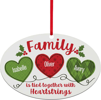 Let’s Make Memories Personalized Christmas Ornament - for Family - 2024 Christmas Ornament - Wood - Oval - 2–6 Names - Heartstrings