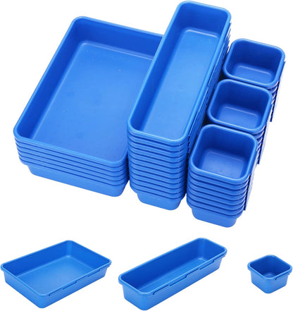 KeFanta 42 Pack Tool Box Organizer Tool Tray Dividers, Rolling Tool Chest Cart Cabinet Workbench Desk Drawer Organization and Storage for Hardware, Parts, Screws, Nuts, Small Tools Organization(Blue)