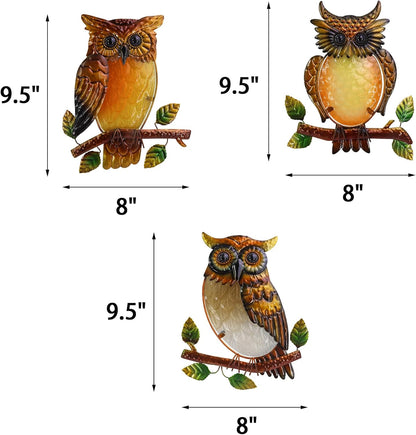 J-Fly Owl Decorative Metal Wall Art Owl Outdoor Decorative Metal Bird Wall Art Exquisite Owl Decorations For Garden Patio Porch Bedroom Kitchen Owl Lover Gift 9 Inch Set Of 3